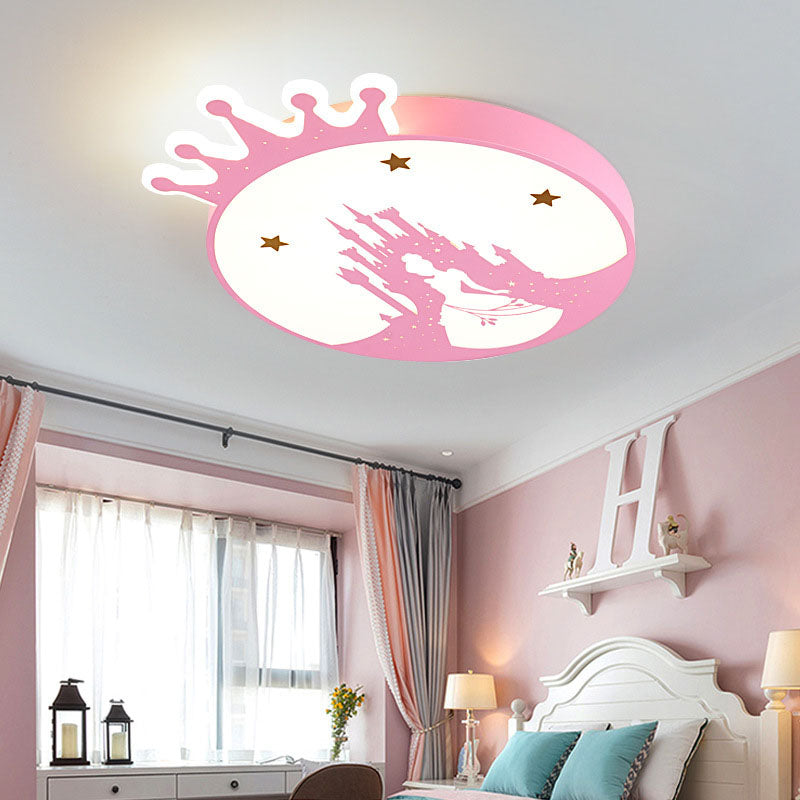 Nordic Creative Simple Wrought Iron Cartoon Crown LED Flush Mount Ceiling Light