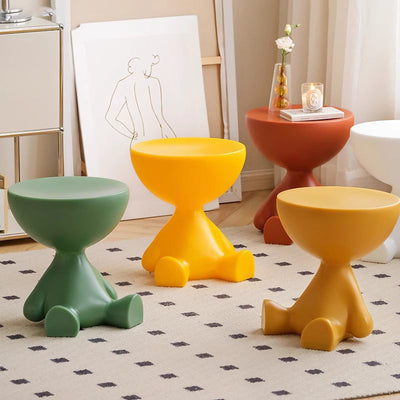Table d'appoint ronde scandinave contemporaine avec base en PE et ours cartoon pour salon 