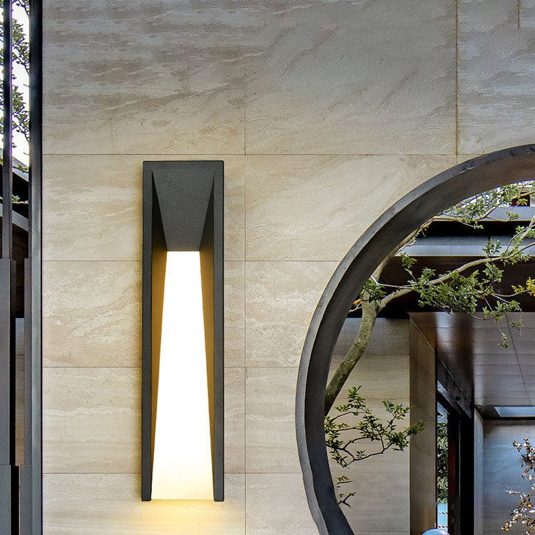 Lámpara de Aplique de Pared LED de Cuboide de Acero Inoxidable Impermeable Industrial Contemporáneo con Pantalla de Acrílico para Patio Exterior 