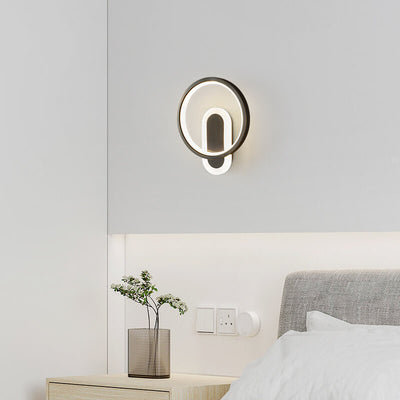 Aplique de pared LED con anillo circular geométrico de acrílico y cobre nórdico moderno 