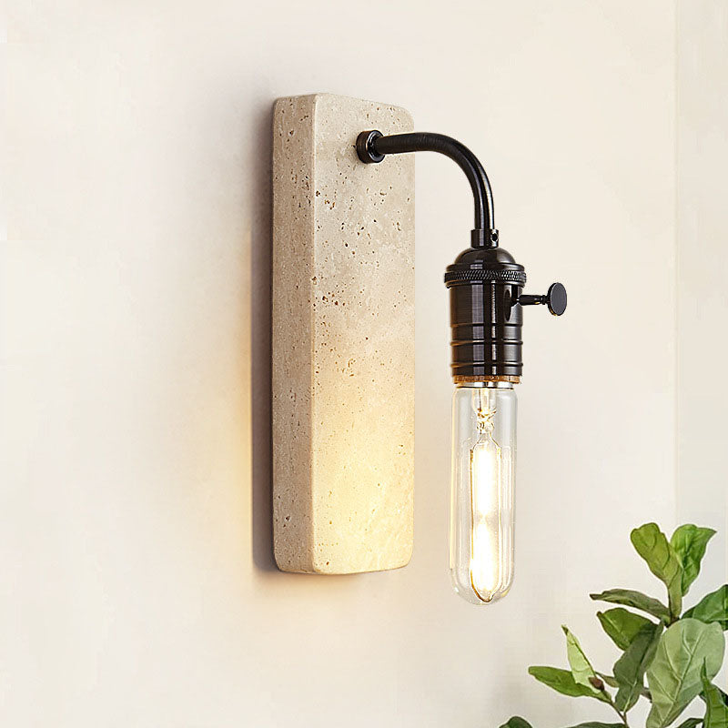 Lámpara de aplique de pared redonda de 1 luz de latón travertino retro contemporáneo para dormitorio 