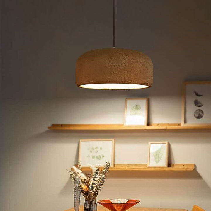 Lámpara Colgante de 1 Luz con Cúpula de Resina de Textura Mate Minimalista Japonesa 