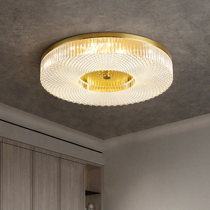 Moderne unbedeutende runde kupferne Acryl-LED-Unterputz-Deckenleuchte für Schlafzimmer 