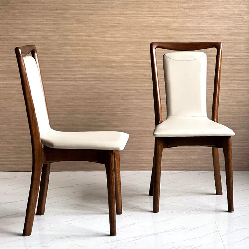 Chaise de salle à manger rectangulaire traditionnelle en bois massif avec dossier en cuir pour salle à manger 