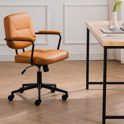Zeitgenössischer skandinavischer Mikrofaser-Lederstoff Stahl Schwamm quadratischer Schreibtischstuhl Rückenlehne Armlehne verstellbar für das Home Office 