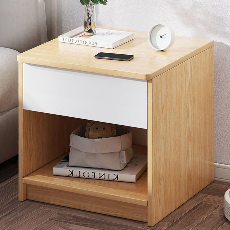 Table de chevet moderne en panneau de densité à dessus carré avec 1 tiroir pour chambre à coucher 