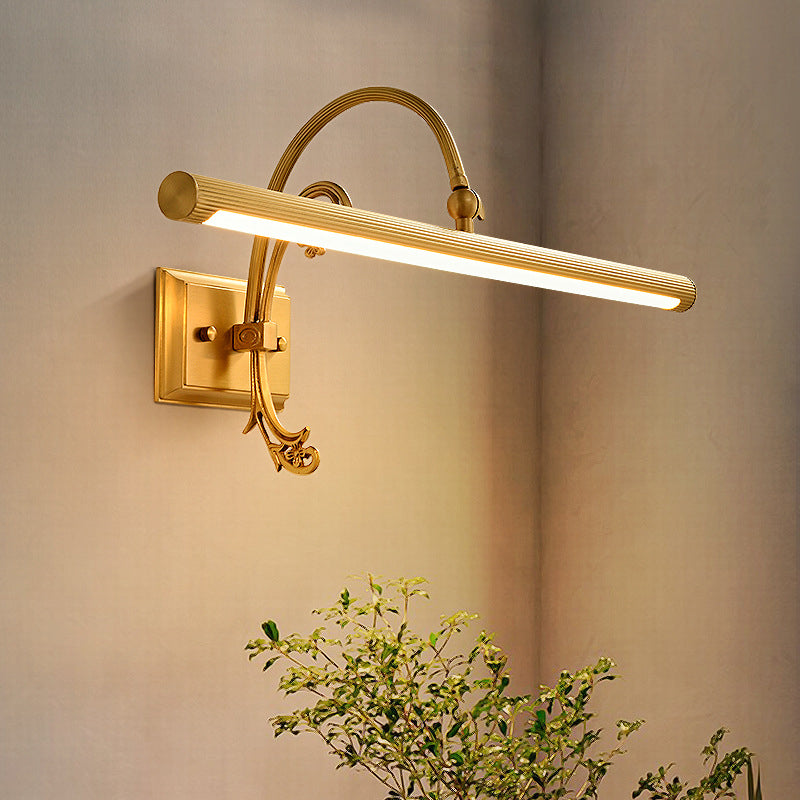 Moderne Mid-Century Linear All Copper LED Wandleuchte Lampe für Schlafzimmer 