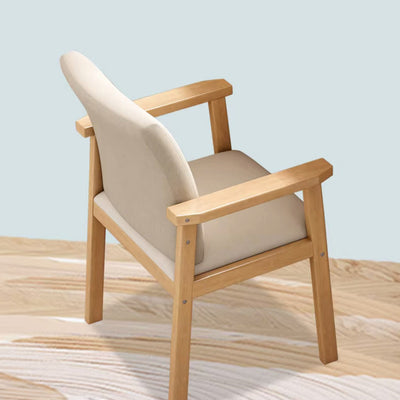 Zeitgenössischer nordischer quadratischer Stoff-Holz-Schreibtischstuhl mit Rückenlehne und Armlehne für das Heimbüro 