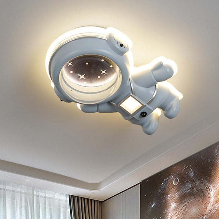 Luz de techo empotrada astronauta de resina acrílica metálica creativa contemporánea para dormitorio 
