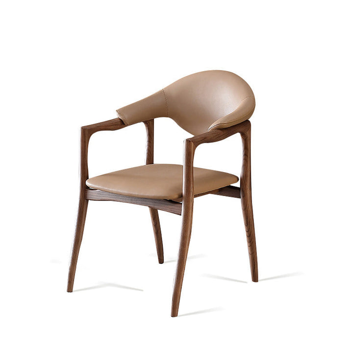Zeitgenössische Schlichtheit Esszimmerstuhl mit Rückenlehne und Armlehnen aus Kunstleder in Eschenoptik für das Esszimmer 