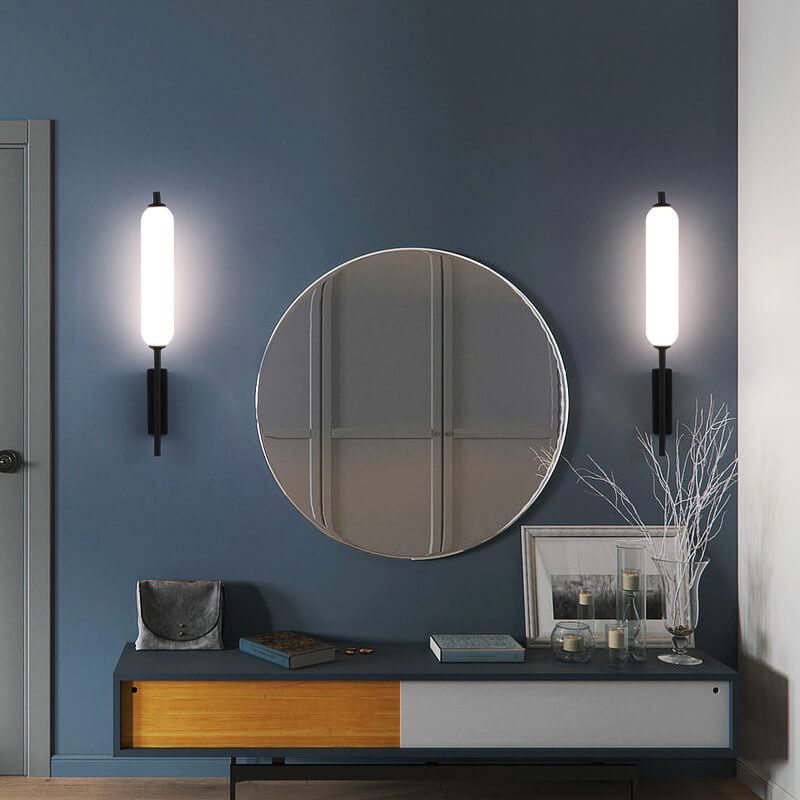 Aplique de pared LED de hierro y PC con brazo recto y diseño minimalista moderno para sala de estar y dormitorio 
