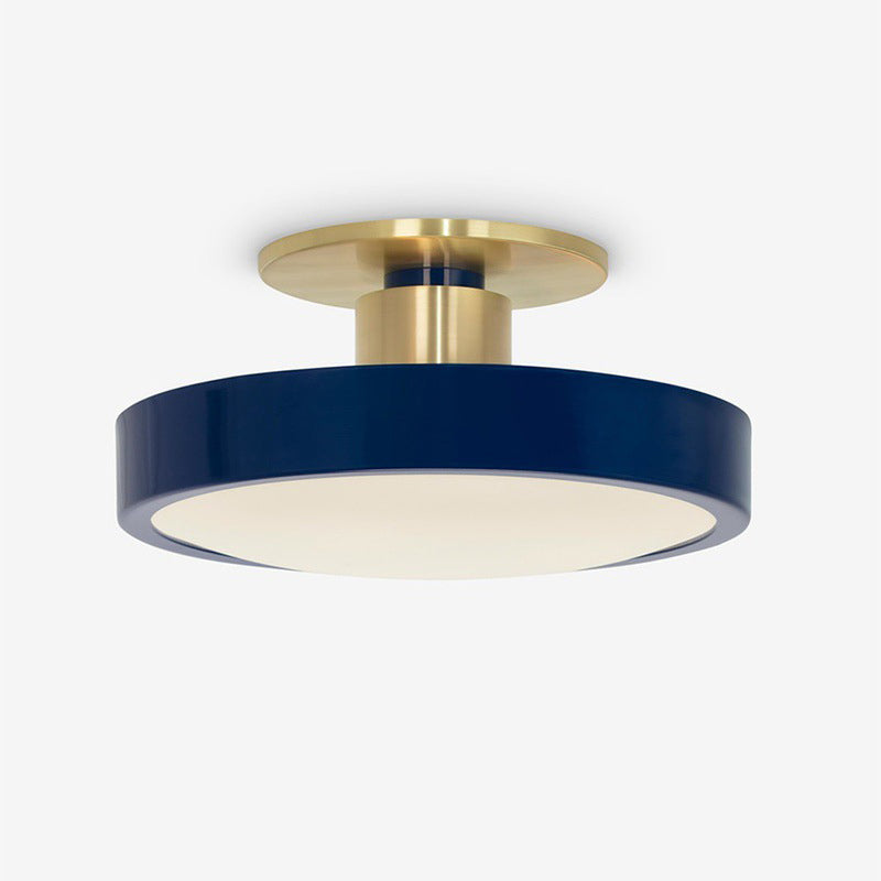 Contemporary Scandinavian Metal Acrylic Round LED Semi-Flush Mount Ceiling Light For Hallway
