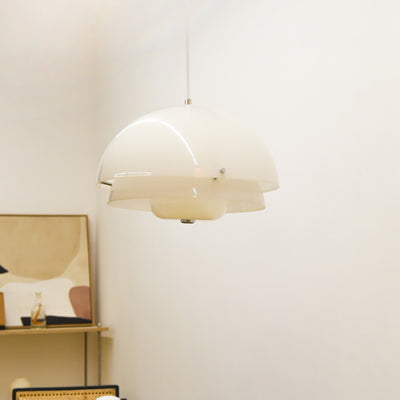 Zeitgenössische nordische runde Kuppel Eisen Glas Acryl 1-Licht Pendelleuchte für Wohnzimmer 
