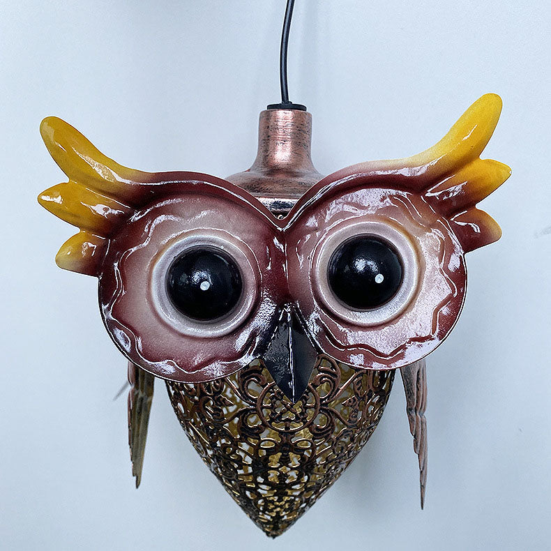 Luz de Paisaje Exterior Colgante LED de Hierro Decorativa Solar con Forma de Búho 