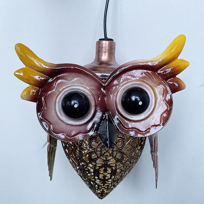 Solar Decorative Owl Iron LED Hanging Outdoor Landscape Light