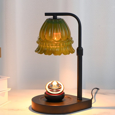 Moderne Art Deco Blume Typ Holz Glas 1-Licht Schmelzen Wachs Tisch Lampe Für Schlafzimmer 