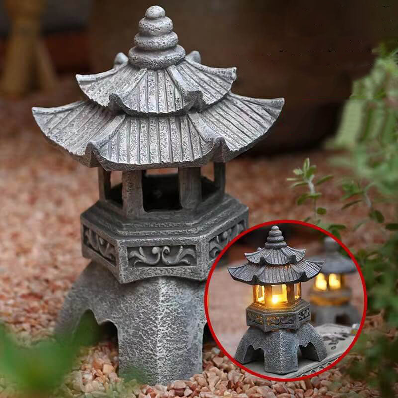 Retro dekorative Solar-Turmharz-LED-Außenlandschaftsbeleuchtung 