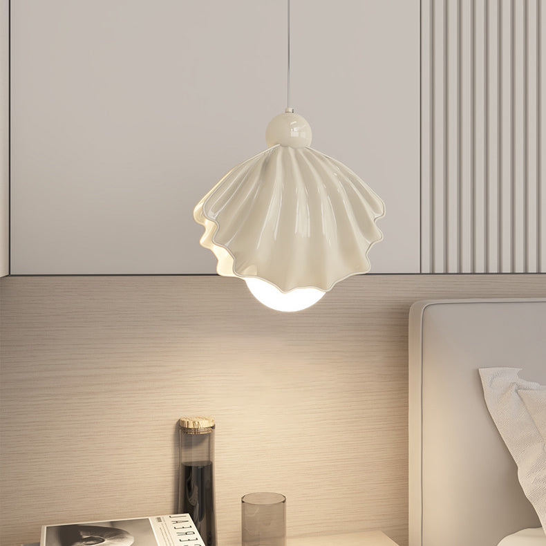Design contemporain de coquille en résine de fer crème nordique 1-lumière suspension pour salon 