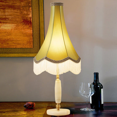 Modern Light Luxury Fabric Fringed Horn 1-Light Table Lamp