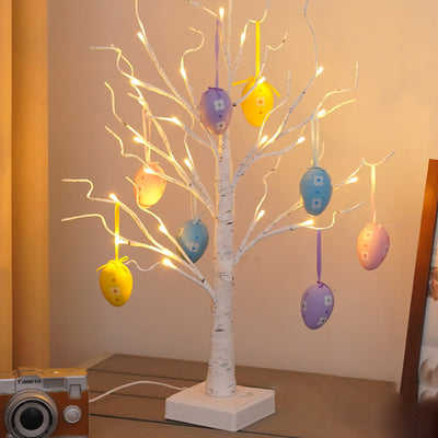 Lampe de table USB LED en plastique avec arbre décoré d'œufs de Pâques créatifs contemporains pour chambre 