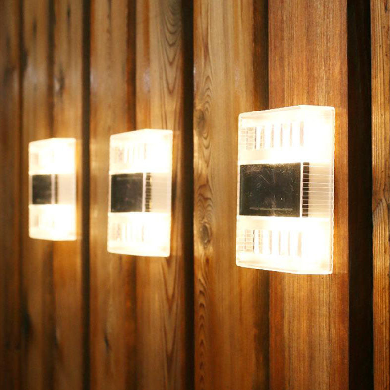 Modern Solar Powered Up And Down Illuminated Outdoor LED Wall Sconce Lamp