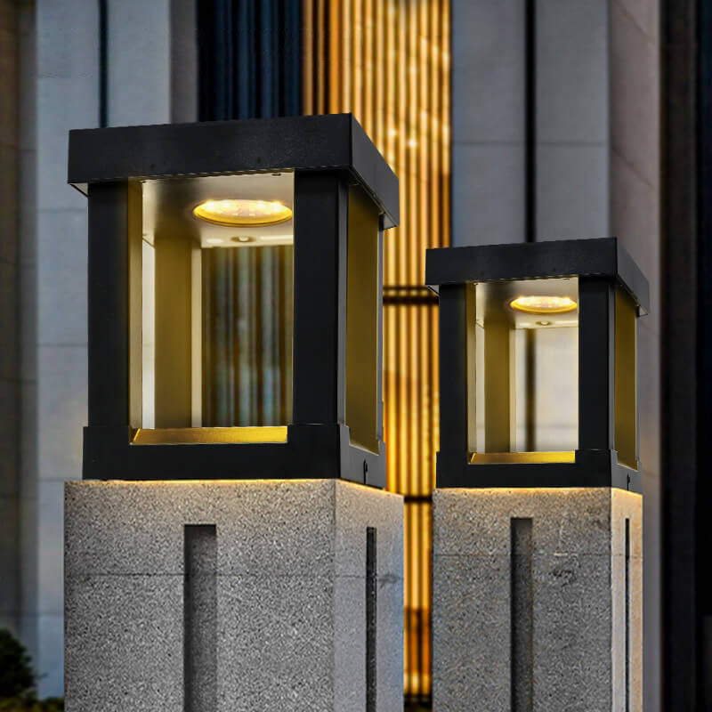 ضوء LED خارجي مربع من البلاستيك ABS للطاقة الشمسية بتصميم بسيط وحديث للحديقة 