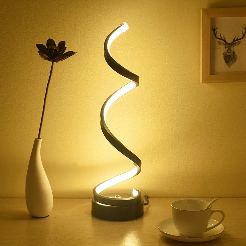 Lampe de table à LED en aluminium fer vague de simplicité moderne pour chambre 