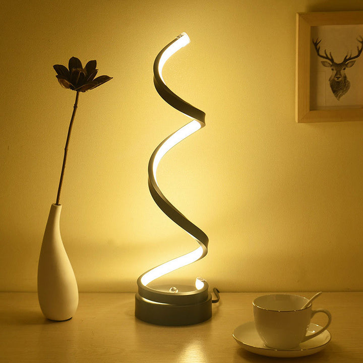 Lampe de table à LED en aluminium fer vague de simplicité moderne pour chambre 