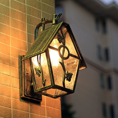 Applique murale extérieure rétro en aluminium étanche avec verre dépoli et 1 lumière 