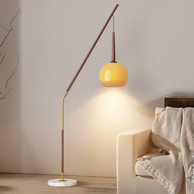 Traditional Vintage Orb Iron Glass 1-Light Standing Floor Lamp For Bedroom