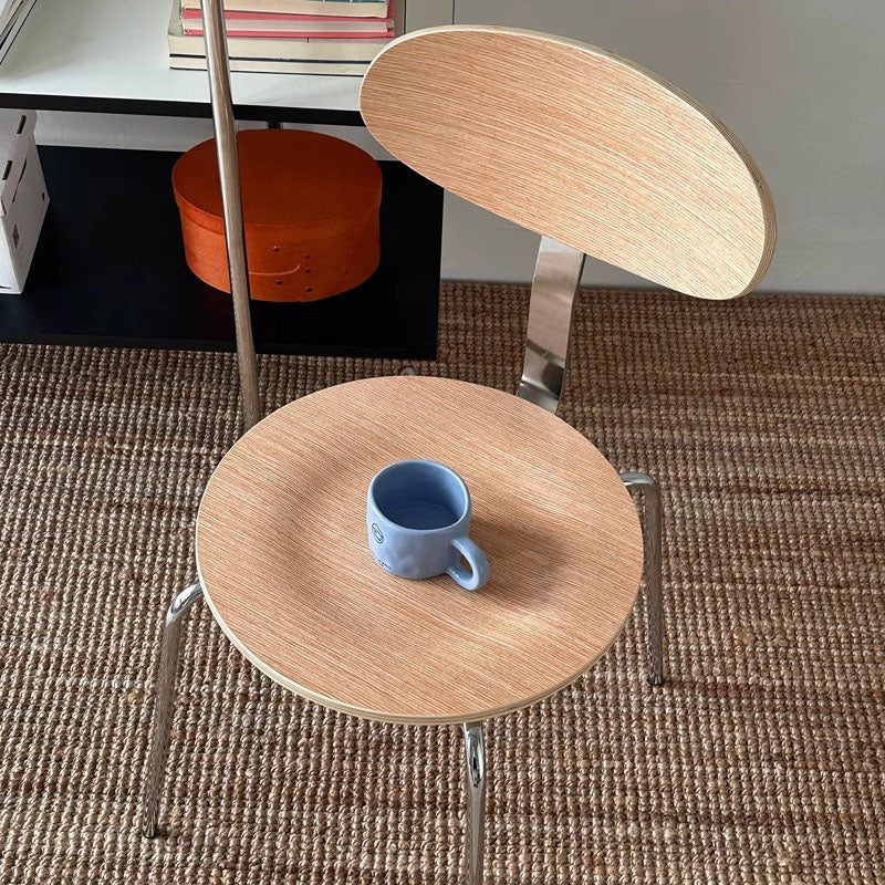 Chaise de salle à manger contemporaine en bois nordique en acier inoxydable avec dossier rond pour salle à manger 
