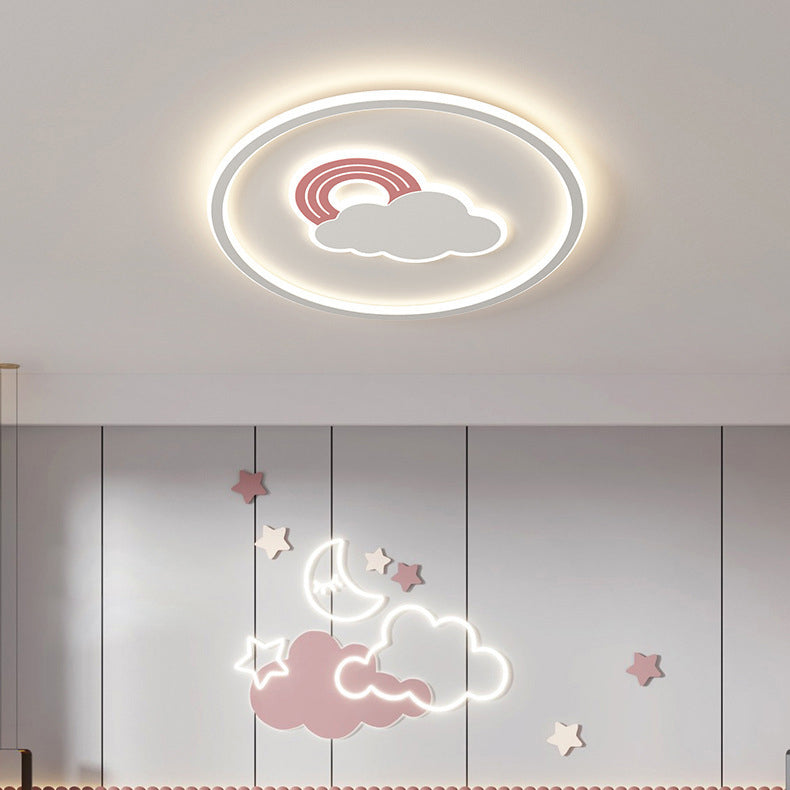 Plafonnier LED en acrylique avec nuage arc-en-ciel créatif contemporain pour salon 
