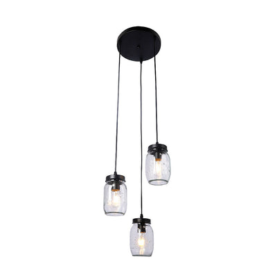 Modern Simplicity Iron Glass Bottle 3-Light Chandelier For Living Room