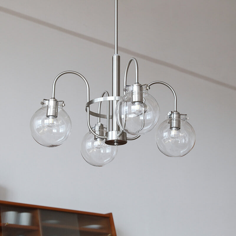 Retro Industrial Edelstahlrahmen Kugelglas 4/6-Licht Kronleuchter 