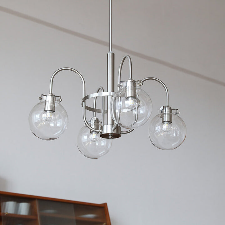 Retro Industrial Edelstahlrahmen Kugelglas 4/6-Licht Kronleuchter 