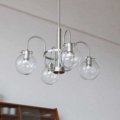 Retro Industrial Stainless Steel Frame Spherical Glass 4/6-Light Chandelier