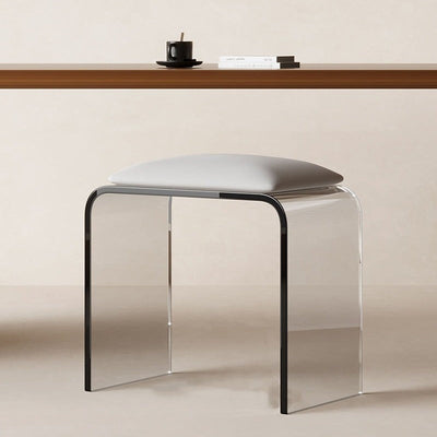 Tabouret de vanité en cuir acrylique rectangulaire minimaliste moderne pour chambre 