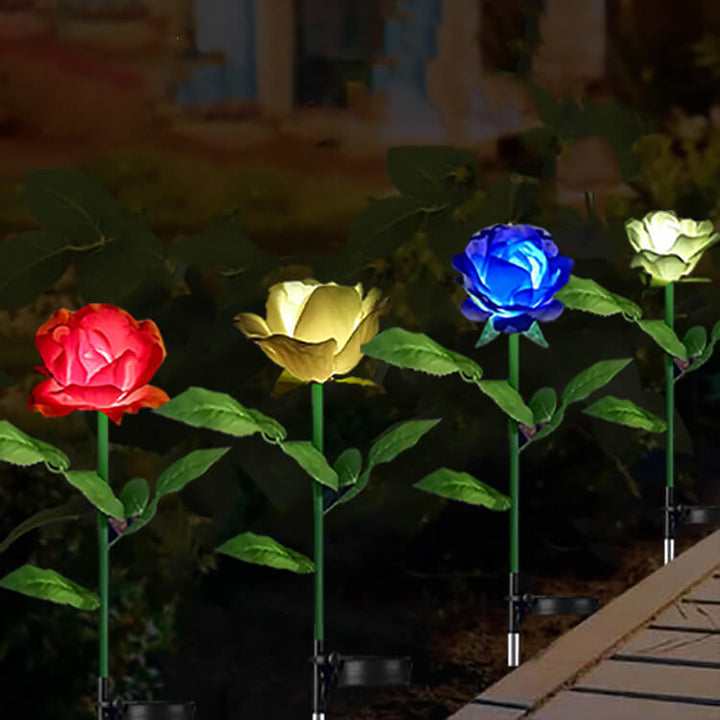 Luz Solar Moderna de Jardín Rosa LED con Enchufe de Tierra para Exteriores 