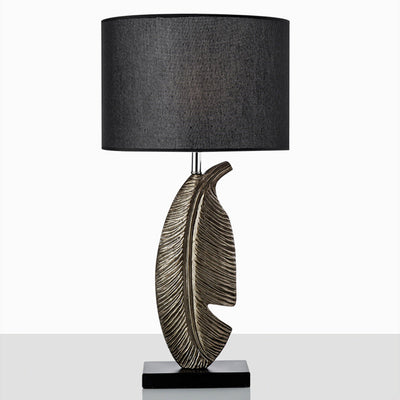Modern Art Deco Leaf Resin Fabric Iron 1-Light Table Lamp For Living Room