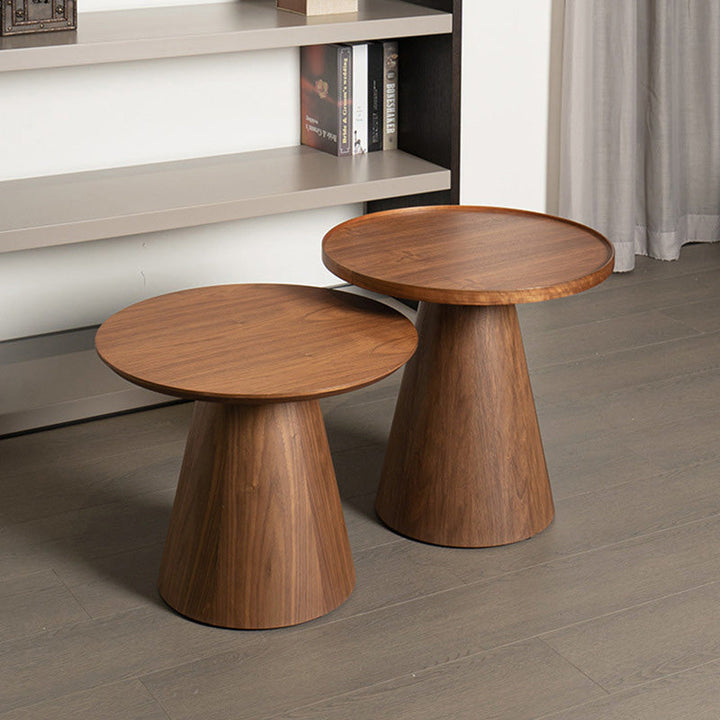 Moderner minimalistischer runder Couchtisch aus Massivholz und Sperrholz für das Wohnzimmer 