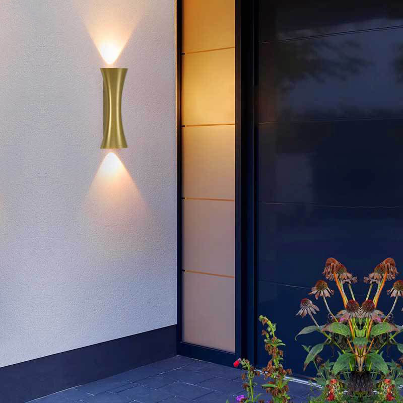 Modern Minimalist Waterproof Rectangle Upper And Lower Illuminated Aluminum Lens LED Wall Sconce Lamp For Outdoor Patio