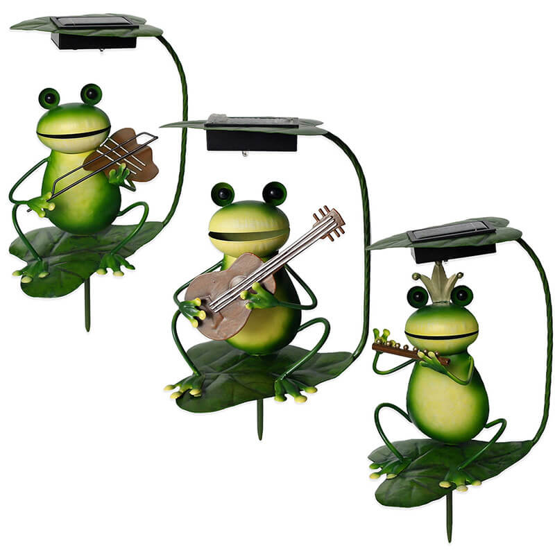 Solar-Frosch Gartenfigur Mit LED-Lichtern – Niedlicher Dekofrosch Für Terrasse & Balkon