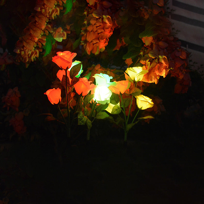 Lumière de paysage LED en acier inoxydable ABS rose étanche solaire créative contemporaine pour jardin 