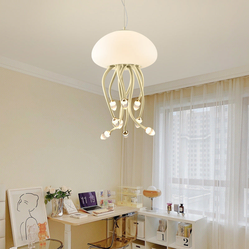 Zeitgenössische nordische Quallen Eisen Acryl LED Kronleuchter für Schlafzimmer 