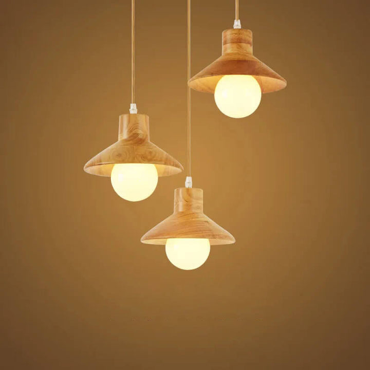 Traditionelle japanische runde Pendelleuchte aus Holz mit 1 Licht für Esszimmer 