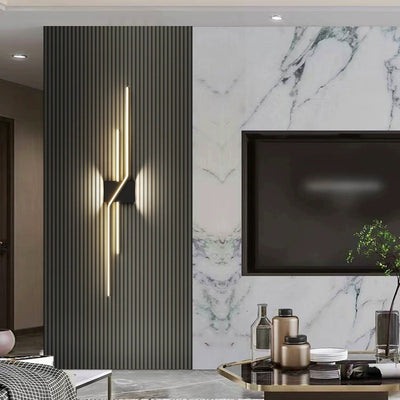 مصباح حائط LED بخط مستقيم طويل هندسي من الألومنيوم بأسلوب حديث وبسيط لغرفة المعيشة 