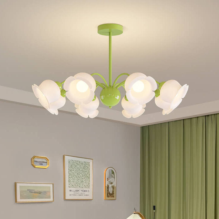 Lámpara de Araña de Flores Acrílicas de Hierro Forjado Francés Tradicional de 3/5/6/8 Luces para Sala de Estar 