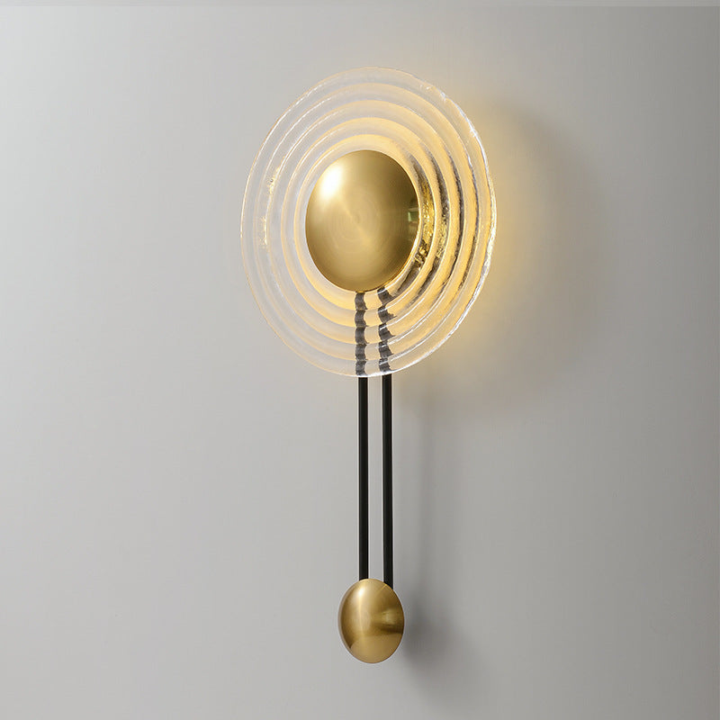 Zeitgenössische nordische runde Wasserkräuselungsglas-Eisen-LED-Wandleuchterlampe für Wohnzimmer