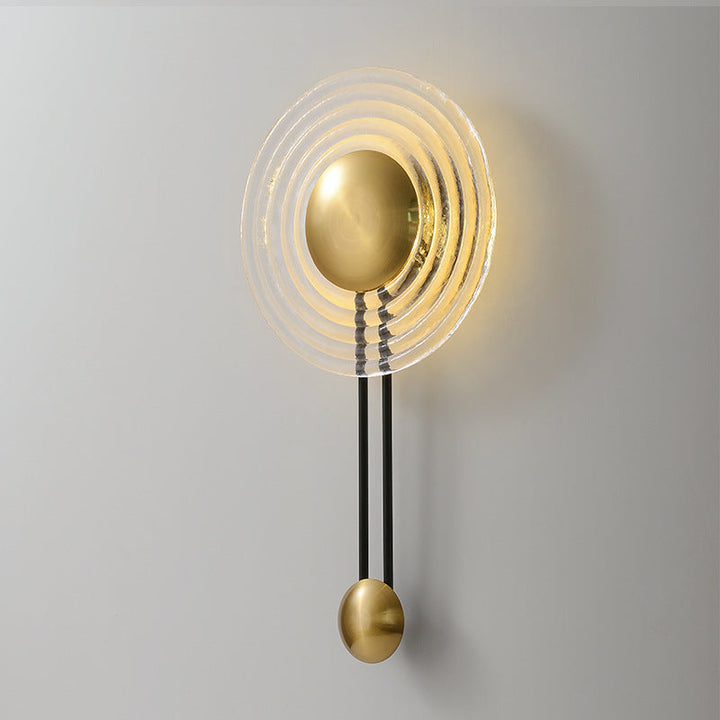 Zeitgenössische nordische runde Wasserkräuselungsglas-Eisen-LED-Wandleuchterlampe für Wohnzimmer