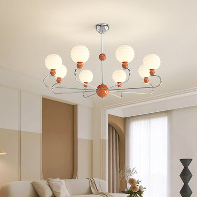 Zeitgenössischer nordischer Wabenball Magic Bean Glasschirm Eisenrahmen 5/8-Licht Kronleuchter für Wohnzimmer 